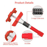 Car T-Shaped Steering Wheel Lock Retractable Hook Lock Retractable Combination Lock For Carstrucks