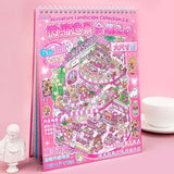 2.0 Plus Size Miniature Landscape Sticker Collection 6-in-1 Decompression DIY Cabin Scene Sticker PET Cartoon