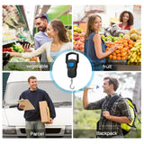50Kg/110Lb Digital Luggage Scale with 1.5M Measuring Tape, Kg/Lb/Jin/Oz 4 Units Switched, Hook, ABS Material, 210x89x28mm Size,