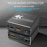 4K 60Hz Optical TOSLINK SPDIF 3.5mm Stereo Audio HDMI-Compatible Extractor Converter Audio Splitter Adapter HDR
