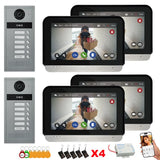 6-family Apartment Intercom Video Doorbell with RFID Card Unlock 7inch Touch Screen 4 Wired Tuya WiFi Video Door Phone System