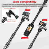 Aluminum Alloy Motorcycle Camera Mount Kit for GoPro Insta360 DJI, Heavy-Duty Anti-Theft Clamp Extendable Selfie Stick for Bike