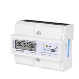 Three Phase Watt Hour Meter LCD Display Multifunction 380V Rail Type 7P Electric Energy Meter 5(100)A with RS485 Communication