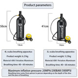 3L Scuba Tank Diving Gear with Scuba Mask and Double Shoulder Clip, 20-40 Minutes Underwater for Scuba Diving Snorkeling