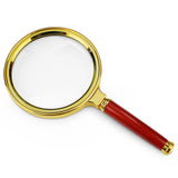 60mm 70mm 80mm 100mm Portable Handheld 10X Magnifying Glass Retro Handle High Definition Magnifier Eye Loupe Glass for Reading