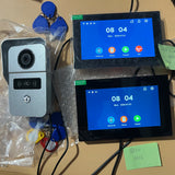 1080P 2 Cam 7 Inch 3pcs Touch Screen Wifi Video Doorbell, Smart TUYA Home Video Intercom Rceord Kit ID Unlcok 4-Wire Connection