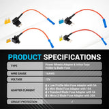 4-Type 12V Add-a-Circuit Adapter & Fuse Kit (16Pack), Fuse Tap and Holder-Compatible with Mini,Micro 2,Low-Profile Mini,Standard