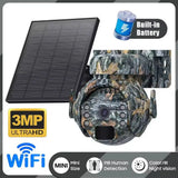 IR Solar Powered 4G & WIFI Trail Camera, Night Vision PTZ Camera for Home Anti Damage Hunting