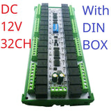 RYR432D DC12/24V 20A 32 Channel RS485 Relay Module Multifunction Modbus RTU Switch PLC Remote IO Board with Install DIN Rail Box