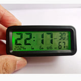 Solar Power Digital Car Home Hygrometer Thermometer Clock Calendar USB Battery Vehicle Reminder Automatic Lighting Two Backlight