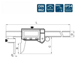 IP54 Water Proof 0-150mm  Electronic Tube Thickness Caliper  Measuring Tool