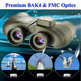 Boshile Professional 10x50 Marine Waterproof Digital Compass Telescope,Night Vision Military Binoculars, High Power for Hunting