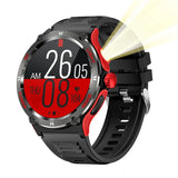 KT76 Sports Smartwatch Men With Flashlight 1.53-inch HD Screen BT Calls 3ATM Waterproof Compass Health Monitor