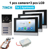 3-4 Unit Home 4 Wire 7inch Touch Wifi Video Intercom for Apartments Residential Video Door Phone System with Tuya APP Unlock