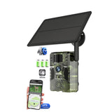 3MP 2K 4G Cellular Trail Camera Photo Traps with 7800mAh Solar Panel GPS Positioning UCon App Settings for Wildlife Security