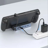 6 in 1 Steam Deck Rog Ally Docking Station Stand 3*USB 3.0 HDTV 4K@60Hz Gigabit Ethernet PD Hub