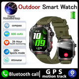 Outdoor Sports GPS Smart Watch Men With Flashlight Compass Waterproof 600mAh Battery BT Call AI Voice Assistant Smartwatch