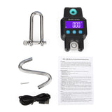 300KG/660LB Black Digital Electronic Hanging Crane Scale Stainless Steel+ABS 29*7.5*4cm with Backlight Display Unit Switch Data