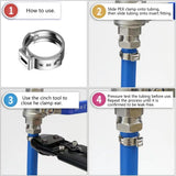 140PCS 7-21mm 304 Stainless Steel Single Ear Stepless Hose Clamps Kit Water Pipe Clip Clamp Rings for Sealing pipe Crimp clamp