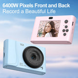 4K CCD Digital Camera for Student Compact Digital Photography Camera 180°Flip Screen Selfile Camera for Kid Adult Beginners
