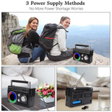 Multifunction Solar Retro Radio Outdoor Emergency Bluetooth FM AM Radio Player Disaster Prevention Radio With Lighting