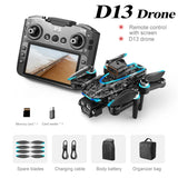 New D13 Drone 4K Professional Three HDCamera with Large Screen 5G WIFI FPV Dron Brushless Optical Flow Hover Folding Quadcopter