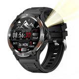 KT76 Sports Smartwatch Men With Flashlight 1.53-inch HD Screen BT Calls 3ATM Waterproof Compass Health Monitor