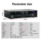 AV-555BT Hifi Stereo Digital Bluetooth 5.0 Sound Amplifier Dynamic Screen 300W Power For Home Car Karaoke Theater