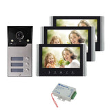 4 wire 7 inch Apartment Building Video Intercom Video Door Bell Camera with 2/3/4 Buttons for Family HD Video Door Phone System