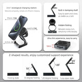 Qi2 Ultra-thin Metal 3-in-1 Foldable Magnetic Wireless Charging Station for IPhone 16 Pro, Watch Ultra 2, AirPods Pro Charger