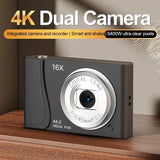 4K CCD Digital Camera for Student Compact Digital Photography Camera 180°Flip Screen Selfile Camera for Kid Adult Beginners