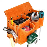 Carpenter Waist Bag Leather Tool Belts with Waist Belt Large Capacity Tool Belt Tool Organizer Pouch for Electrician Carpenters