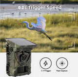 BSTCAM 4K WiFI 60MP Solar Powered Night Vision Infrared Photo Traps Waterproof Trail Camera for Wildlife Monitoring Hunting