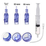 10pcs Hydra Needle Derma Stamp 9/12/24/36/42 Pin 3d 5d Nano Facial Meso Injector Pen Microneedle Cartridge With Syringe Tube