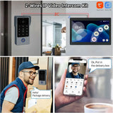 Tuya Wifi Smart Home Video Door Phone Video intercom 1080P 10inch Touch Monitor 2-Wires Doorbell Door Camera Security System