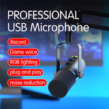 Superior USB Dynamic Microphone RGB Gaming Microphone Computer Condenser For Podcast Gaming Live Streaming