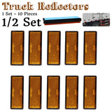 10pcs/set Rectangular Orange Adhesive Reflectors IP67 for Trailer Truck Caravan