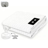 Grounding Sheet for Better Sleep & Wellness - Conductive Cotton and Silver Fitted Sheet with Earthing Cord, Machine Washable