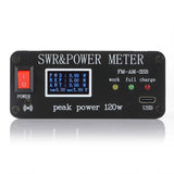 1.8MHz-50MHz  0.5W-120W SWR HF Short Wave Standing Wave Meter SWR and Power Meter + Battery + OLED FM AM CW SSB