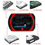 USB to 2.5/3.5" SATA IDE Hard Drive HDD SSD Reader Docking Station Dual Bay External Disk Box