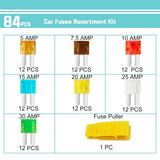 Micro Fuse Kit - 84 PCS Automotive Micro Fuse Assortment(5 7.5 10 15 20 25 30 AMP), Micro2 Replacement Fuses with Fuse Puller