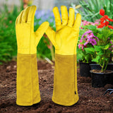 1 Pair Long Thorn Proof Rose Pruning Gloves Labor Gardening Gloves Breathable Leather Labor Protection Long Elbow Gloves