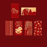 30Pcs Cute Design Horse Year Red Envelopes Creative Style Red Color Lucky Money Envelopes Small Size New Year Red Envelopes
