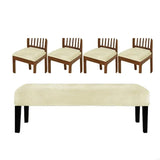 New 5Pieces Elastic Trimmed Chair Cover Set Silver Fleece Nonslip Feature for Home Office