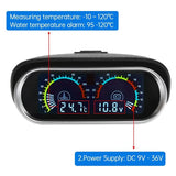 Digital Water Temp Gauge+ Voltmeter Voltage Meter 12V 24V Car Water Temp Temperature Gauge 2 In 1