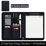 PU Leather A4 File Folder Zipper Closure Card Holder A4 Zipper Bag With Calculator Pen Insert Meeting Memo Book School