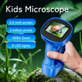 1000X Handheld HD Microscope for Kids 2.4" LCD Rechargeable Mini Pocket Digital Microscopes Portable Edu Gift Children Students
