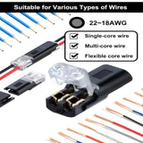 50Pcs Electric Wire Connector 2-Pin Dual-Wire Low-Voltage Quick-Connect Plug With Locking LED Light Strip Universal Compact Wire
