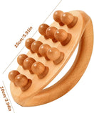 Wooden Lymphatic Drainage Massage Roller - 14-Bead Cellulite Massager Tool for Body Sculpting, Gua Sha, Myofascial Release Detox
