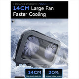 (BAAY) New V21 14cm Dual Fans Laptop Cooler 14In-17.3In Lighting Adjustable Foldable Laptop Cooler Pad Cooler Pad LED Light Fan